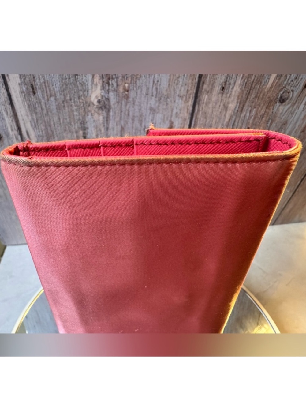 Prada Pink Satin Clutch with Gold Triangle Logo and coin pouch - Picture 12 of 16